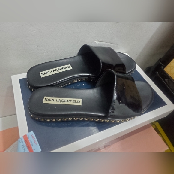 Karl Lagerfeld Paris Women's Bijou Slide Sandals, Black - Picture 2 of 4